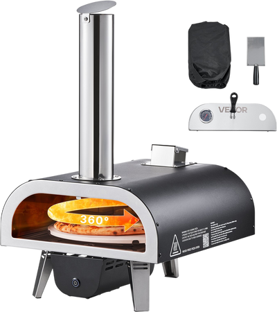 Vevor Pellet Pizza Oven 12 in. Wood Fired with Thermometer and Auto Rotation New