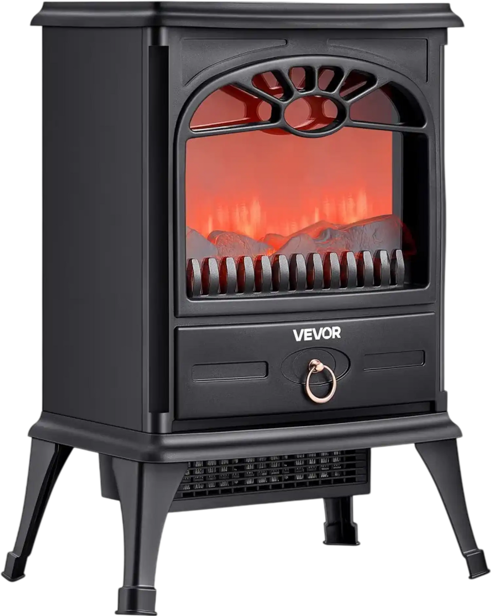 VEVOR 22.8inch Freestanding Fireplaces, 1500W 5120BTU Portable Electric Fireplace Stove Heater, with Overheating Protection,Realistic Flames,for Living Room,Bedroom,Study,Dining Room Warmth,Black