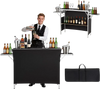 VEVOR Folding Portable Bar Table, 43.3 x 15.4 x 34.6 in, with Carry Bag, Storage Shelf, and Detachable Skirt, Quick and Easy Setup, Foldable Mobile Bartending Station for Events, Party, Tradeshow