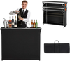 VEVOR Folding Portable Bar Table, 43.5 x 15.4 x 39.8 in, with Carry Bag, 2 Storage Shelves, and Detachable Skirt, Quick and Easy Setup, Foldable Mobile Bartending Station for Events, Party, Tradeshow