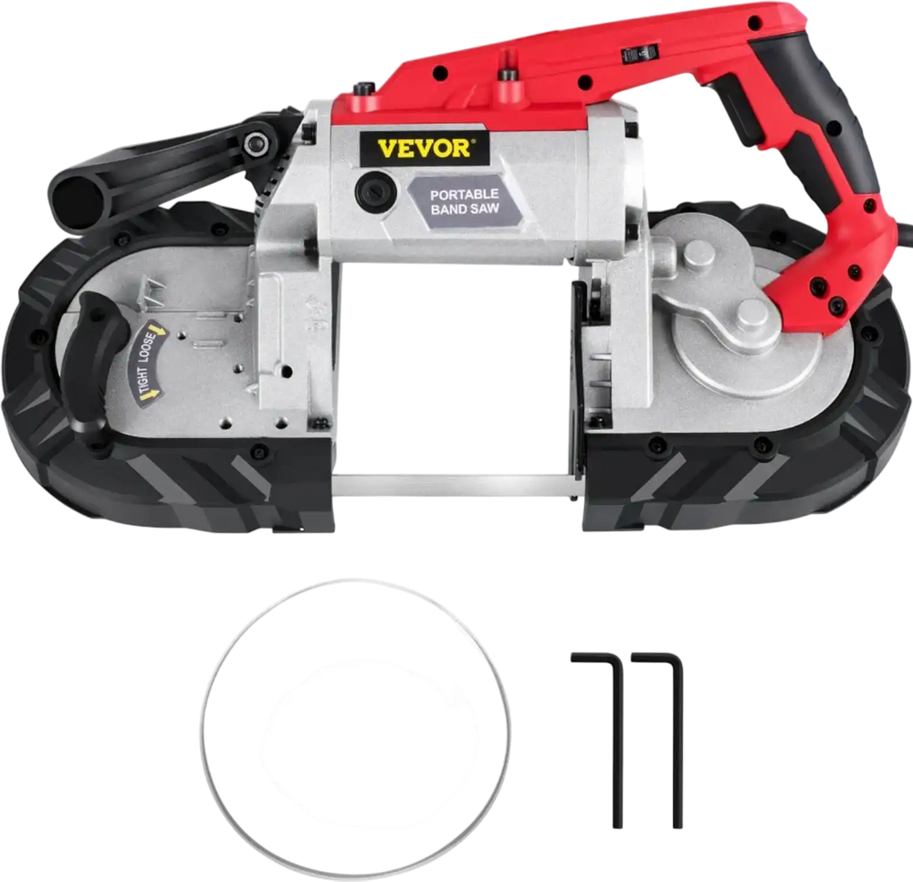 VEVOR Cordless Band Saw, 5-Inch Cut Capacity, Variable Speed, Handheld, 10A Motor, for Metal, Wood, Tubing, Pipes, Rebar, Plastic
