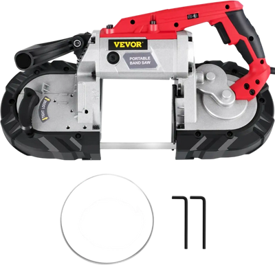 VEVOR Cordless Band Saw, 5-Inch Cut Capacity, Variable Speed, Handheld, 10A Motor, for Metal, Wood, Tubing, Pipes, Rebar, Plastic