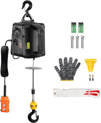 Vevor Electric Hoist Winch 1100 lbs 1500W Portable Power Crane with Wired Remote New