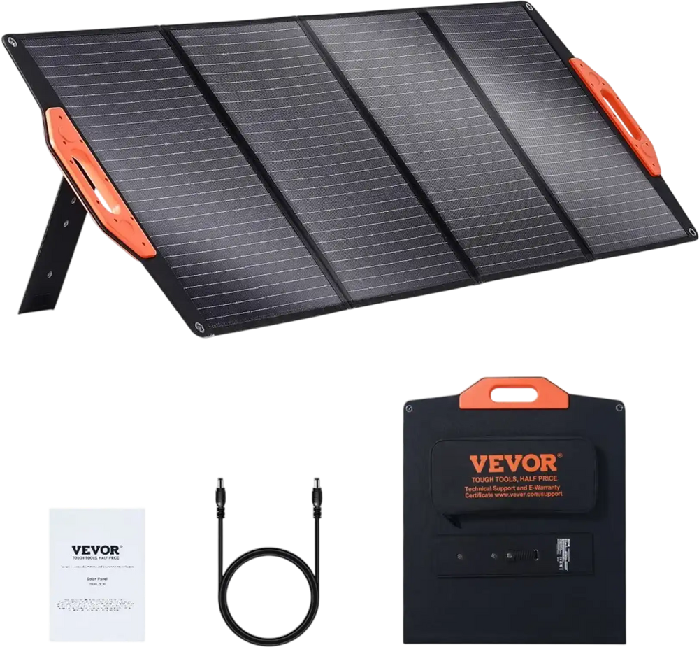 VEVOR Portable Monocrystalline Solar Panel, Monocrystallin120W Foldable e ETFE Solar Charger, 23% Efficiency Solar Panel with Type C, DC 18V, QC3.0 USB Port, IP67 Waterproof for Home, Off Grid, Hiking