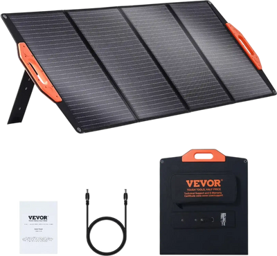 VEVOR Portable Monocrystalline Solar Panel, Monocrystallin120W Foldable e ETFE Solar Charger, 23% Efficiency Solar Panel with Type C, DC 18V, QC3.0 USB Port, IP67 Waterproof for Home, Off Grid, Hiking