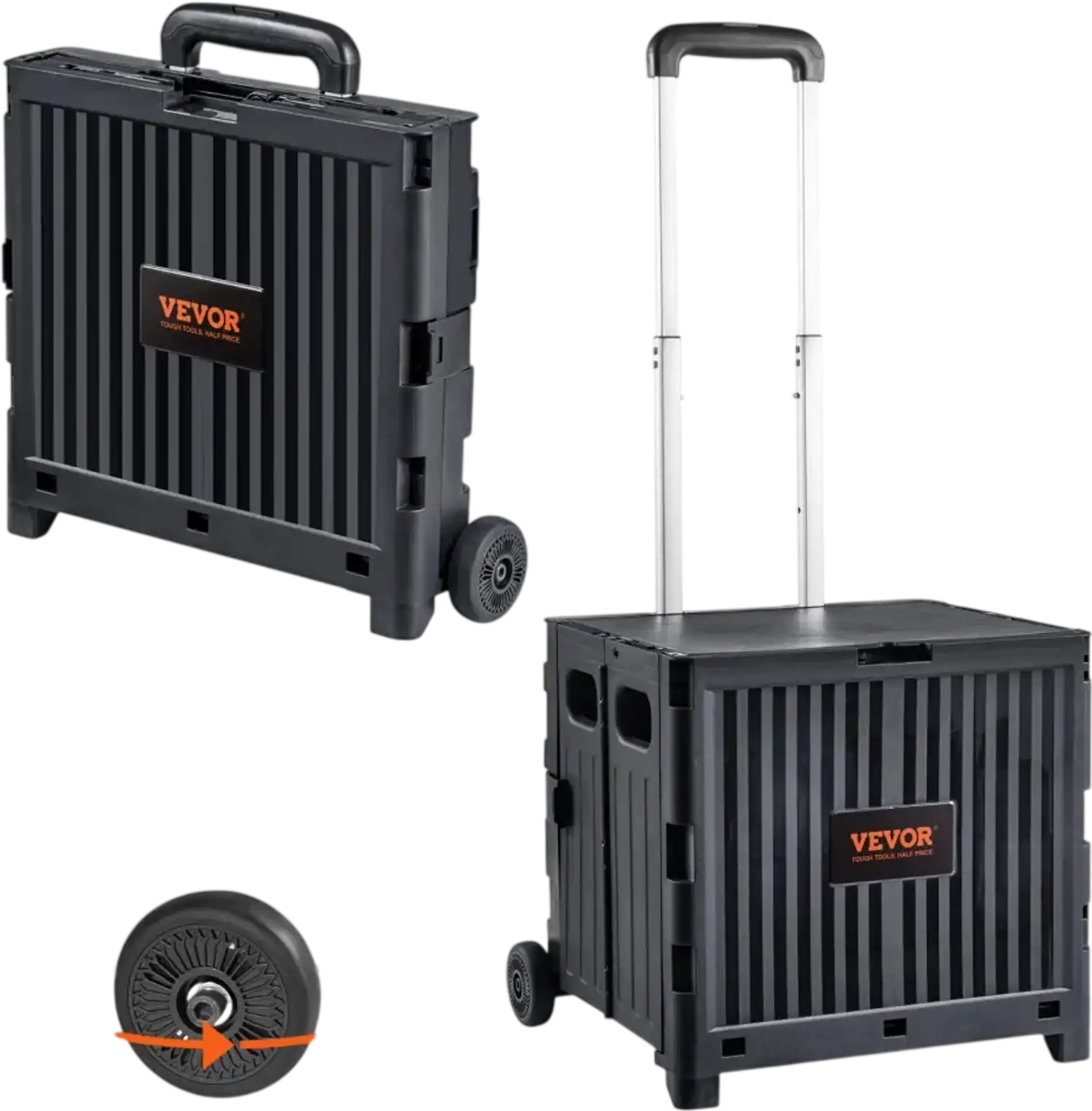 Vevor Utility Cart Foldable Rolling Crate Handcart 80 lbs Black New
