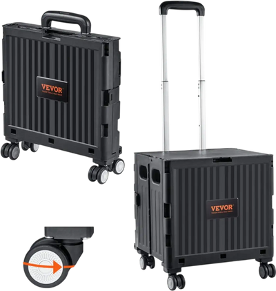 Vevor Utility Cart Foldable Rolling Crate Handcart 110 lbs Black New