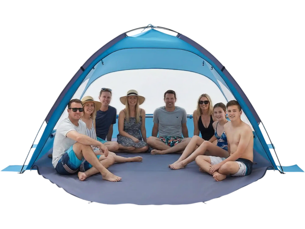 VEVOR Beach Tent Sun Shelter for 8 Person, UPF 50+ Protection, Portable Sun Shade Canopy with Carrying Bag & Sand Pockets, Lightweight and Easy Setup Beach Umbrella for Camping Fishing Outdoor Picnic