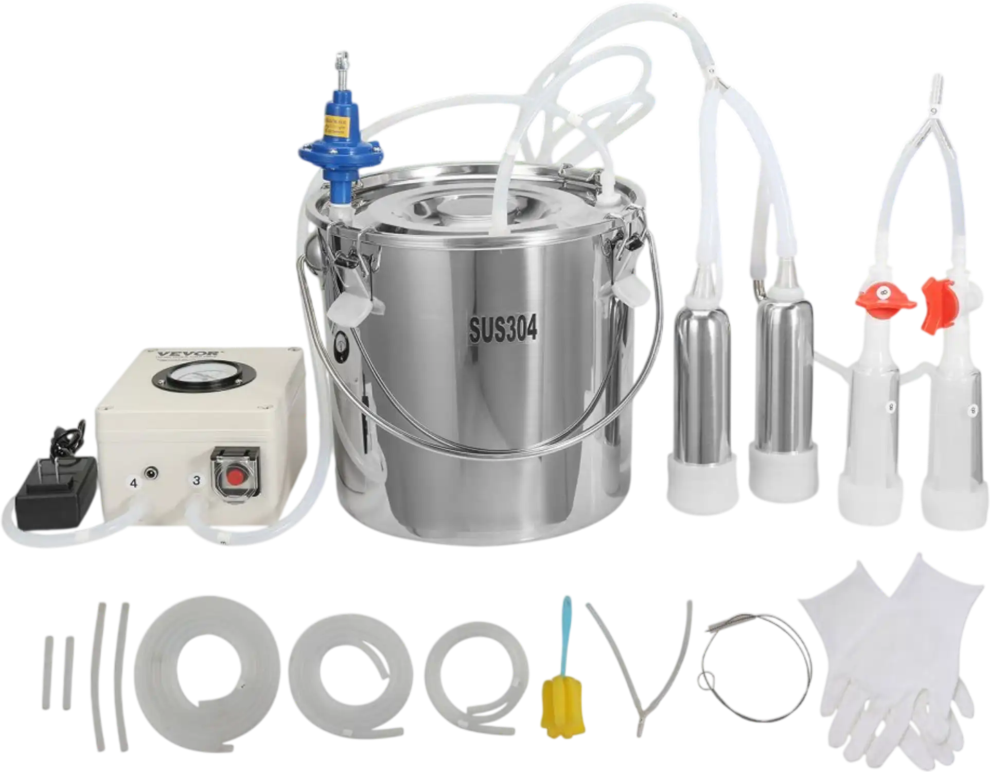 Vevor Milking Machine 12 L Electric Automatic Pulsation Vacuum Milker New