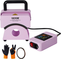 VEVOR Hat Press Machine, Mini Hat Heat Press for Caps with Integrated Control Panel, Cap Heat Press Machine with 5.9x3.15 inch Curved Heating Plate, Safety Base, and Glove, Automatic Shut-Off, Purple
