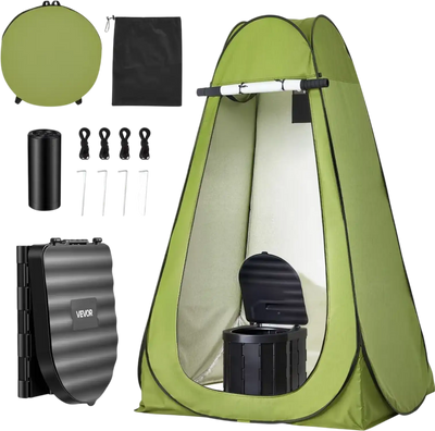 VEVOR Portable Toilet Kit, 330 lbs Load Capacity, Folding Camping Toilet with Pop-Up Privacy Tent, Outdoor Travel Potty for Adults with Carry Bags, Trash Bags, Suitable for RV Travel, Camping, Hiking