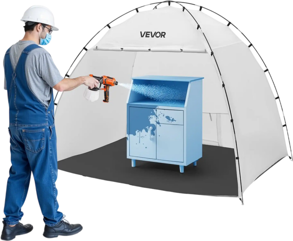 VEVOR Portable Paint Booth Tent, 91.7 x 67.7 x 74.8 inch Painting Tent Station, Spray Shelter with Built-in Floor & Mesh Screen, Large Space, Oxford Spray Painting Tents for Cupboard, Chairs, Tables