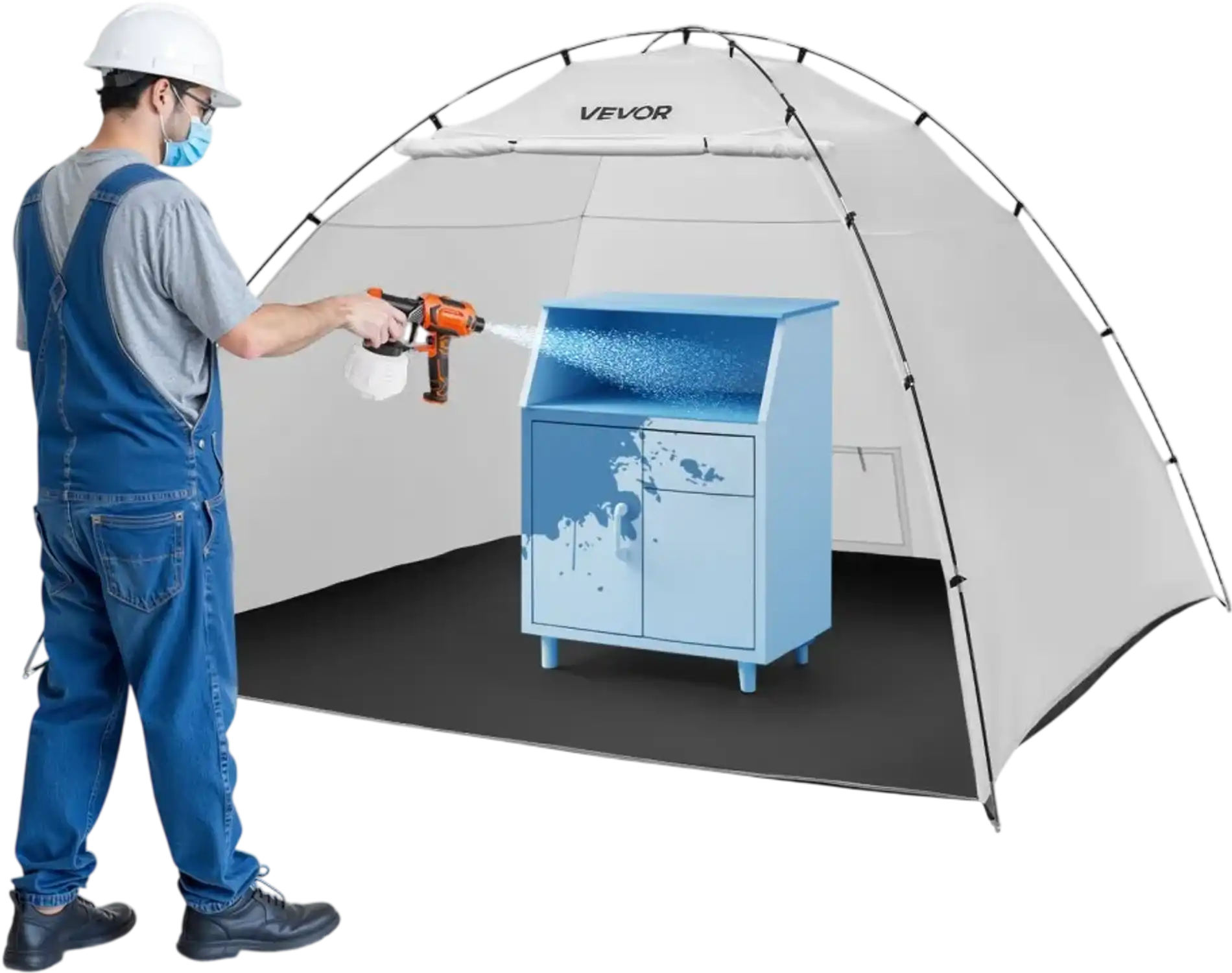 Vevor Paint Booth Tent Portable Spray Shelter with Built-In Floor & Mesh Screen New