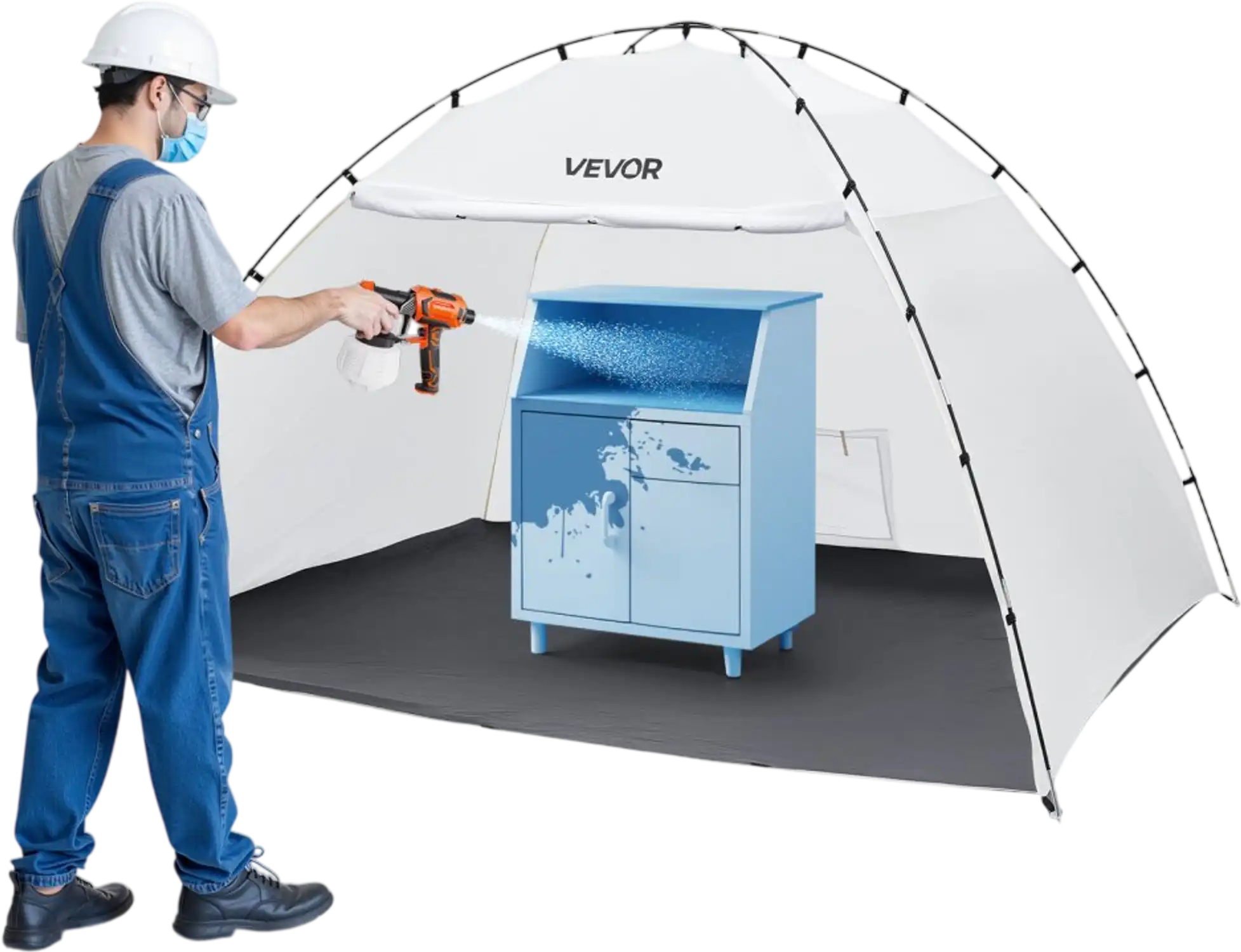 Vevor Paint Booth Tent Portable Spray Shelter with Built-In Floor & Mesh Screen New