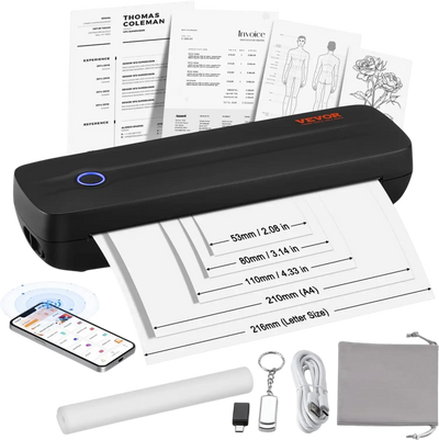Vevor Portable Printer Wireless Inkless Bluetooth Thermal Printer New