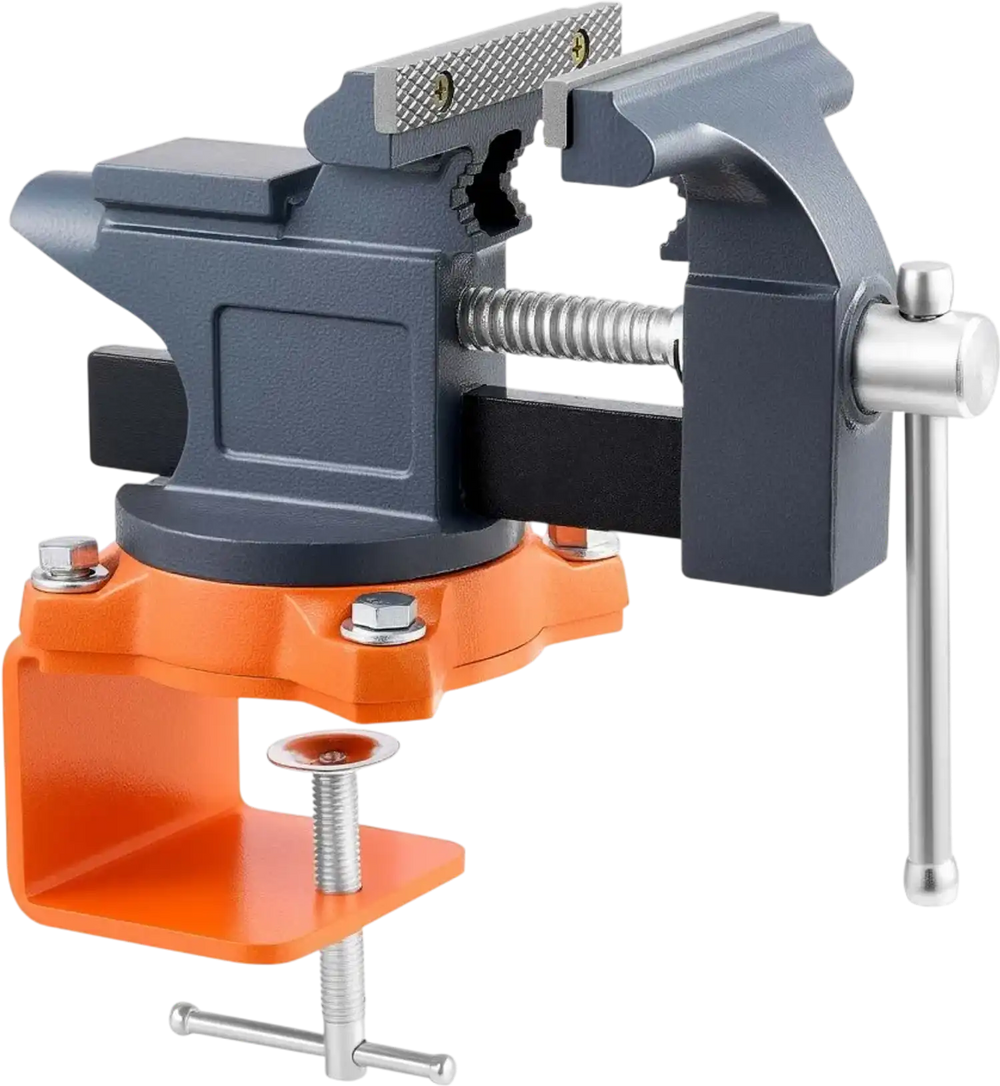 VEVOR Bench Vise, 4.5 Inch, Portable Workbench Vice with 270° Swivel Base, Quick Release Rotating Bench Clamp, Cast Iron Construction, for Woodworking, Metalworking, Drilling, Sawing, Cutting Conduit
