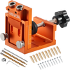 VEVOR Pocket Hole Jig Kit, 0.47 to 1.89 in Adjustable, Jig Pocket Hole System with Step Drill, Hex Wrench, Drill Stop Ring, Square Drive Bit, Plugs and Screws, Reinforced Metal Frame, for Woodworking