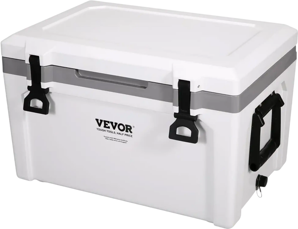 VEVOR Insulated Portable Cooler, 52 qt, Holds 50 Cans, Ice Retention Hard Cooler with Heavy Duty Handle, Ice Chest Lunch Box for Camping, Beach, Picnic, Travel, Outdoor, Keeps Ice for up to 6 Days