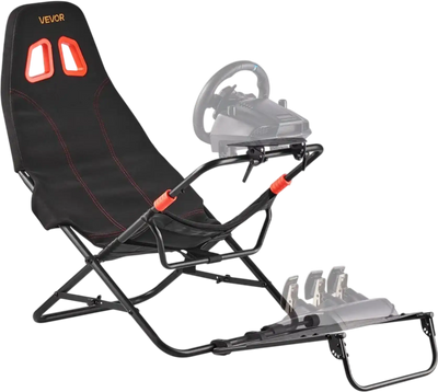 VEVOR Portable Racing Wheel Stand, Foldable & Adjustable Steering Sim Wheel Stand, 18.5 in Seat Inner Width, Compatible with Logitech G923/G920/G29, Thrustmaster T248P, Fanatec, Hori, Mad Catz, Black