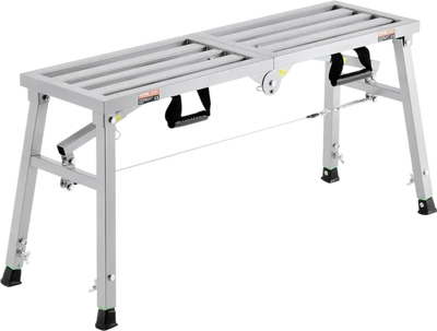 VEVOR Work Platform, 3 Gear Adjustable Height, Folding Alloy Steel Step Ladder, Portable Scaffolding Platform, 400 lb Load Capacity, Non-Slip Rubber Feet, Drywall Painting Stool, for Cleaning &Washing