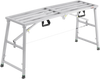 VEVOR Work Platform, 4 Gear Adjustable Height, Folding Alloy Steel Step Ladder, Portable Scaffolding Platform, 800 lb Load Capacity, Non-Slip Rubber Feet, Drywall Painting Stool, Cleaning & Washing