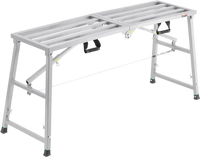 VEVOR Work Platform, 4 Gear Adjustable Height, Folding Alloy Steel Step Ladder, Portable Scaffolding Platform, 800 lb Load Capacity, Non-Slip Rubber Feet, Drywall Painting Stool, Cleaning & Washing