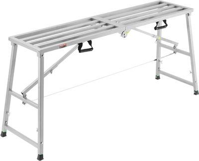 VEVOR Work Platform, 4 Gear Adjustable Height, Folding Alloy Steel Step Ladder, Portable Scaffolding Platform, 800 lb Load Capacity, Non-Slip Rubber Feet, Drywall Painting Stool, Cleaning & Washing
