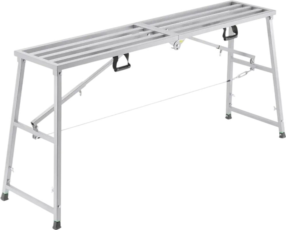 VEVOR Work Platform, 4 Gear Adjustable Height, Folding Alloy Steel Step Ladder, Portable Scaffolding Platform, 880 lb Load Capacity, Non-Slip Rubber Feet, Drywall Painting Stool, Cleaning & Washing