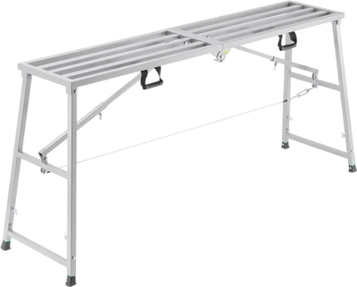 VEVOR Work Platform, 4 Gear Adjustable Height, Folding Alloy Steel Step Ladder, Portable Scaffolding Platform, 880 lb Load Capacity, Non-Slip Rubber Feet, Drywall Painting Stool, Cleaning & Washing
