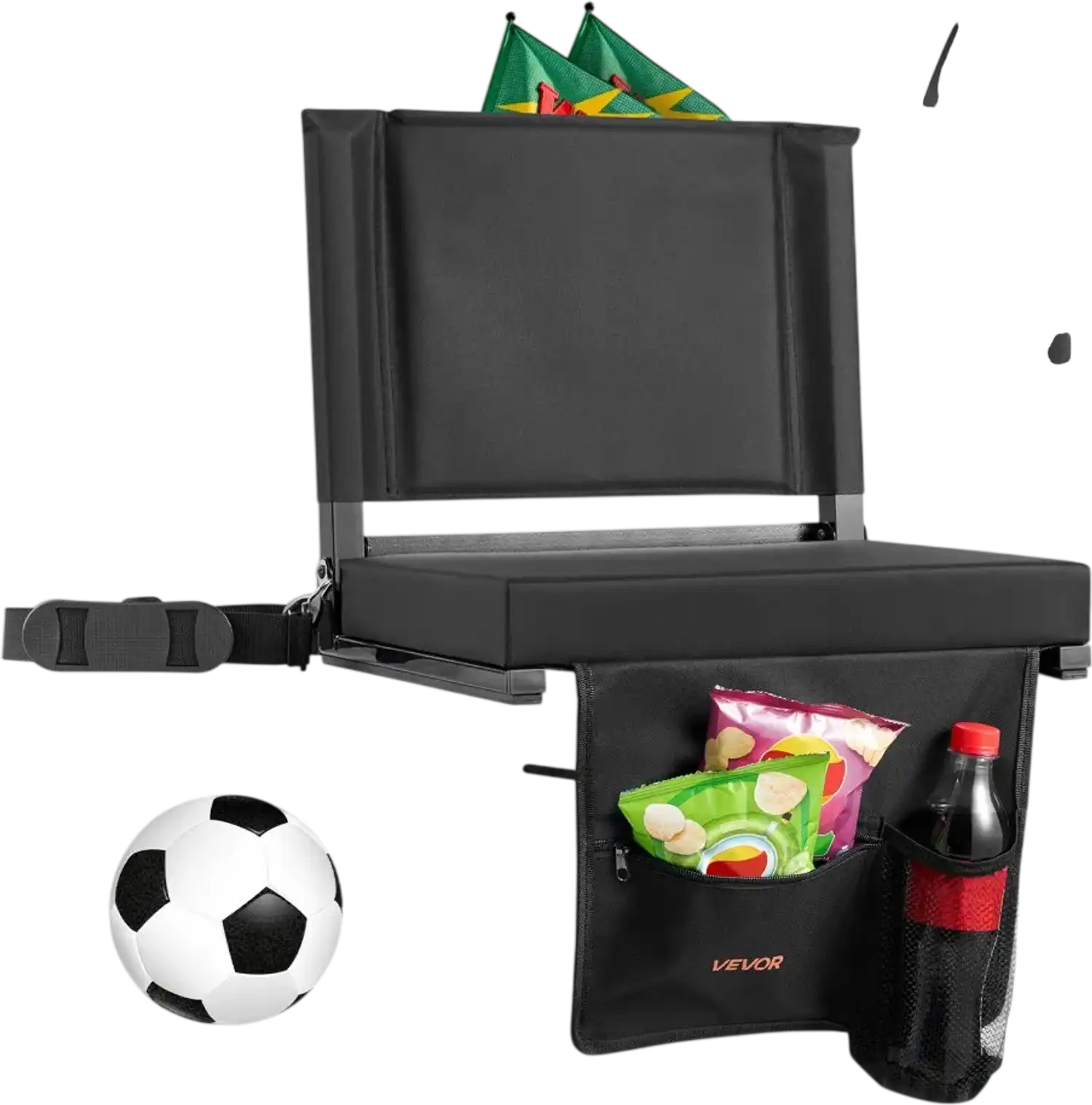 Vevor Stadium Seat Folding Bleacher Chair with Back Support and Thick Cushion New