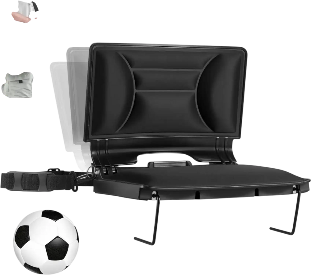 VEVOR Stadium Seat, Folding Bleacher Chair with Back Support and Thick Cushion, Padded Stadium Seat for Bleacher Includes Shoulder Strap, Hooks, Cup Holder, Lycra Material, Side Pocket, PP Material