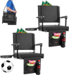 VEVOR Stadium Seat, Portable Bleacher Seat with Armrest, Back Support and Thick Cushion, Bench Chair for Bleacher Includes Shoulder Strap, Hooks, Cup Holder, Black Football Bleachers Seats, 2PCS