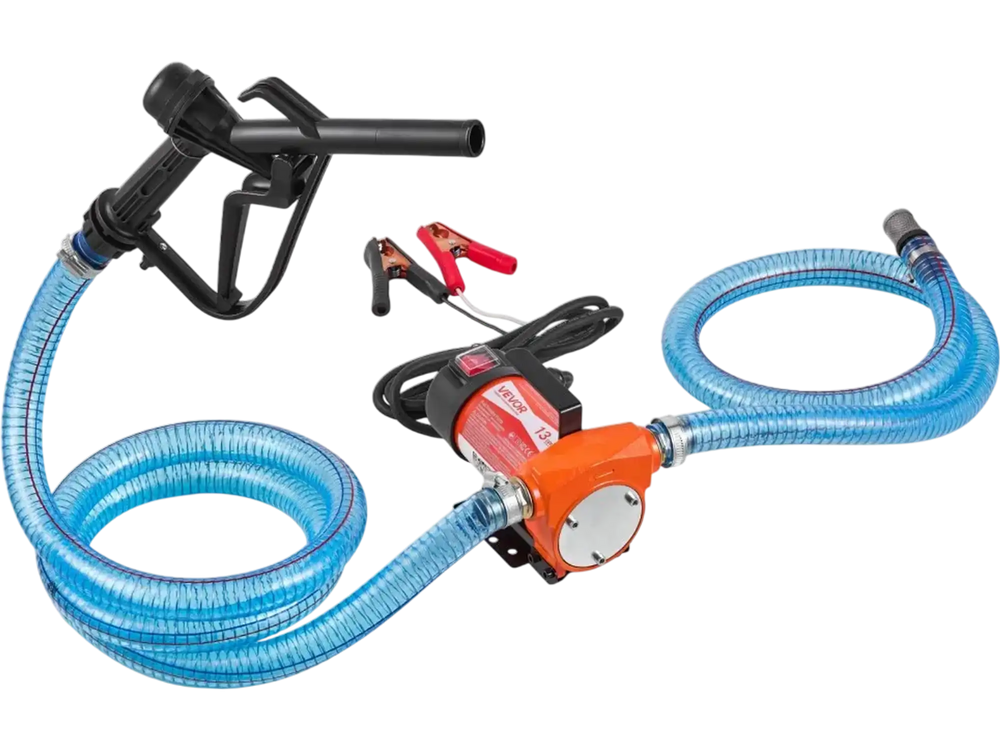 VEVOR Fuel Transfer Pump 12V DC 13 GPM Portable Electric Diesel Pump Kit, for Diesel and Kerosene, 1/5 HP Motor, Cast Iron Housing, with Manual Fuel Nozzle, Discharge Hose, Filter Screen, Hose Clamp