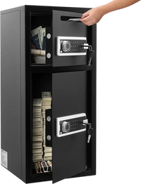 VEVOR Double Door Safe Box, 3.3 Cu. Ft, Heavy Duty Home Safe with Electronic Keypad, Anti-Theft, Digital Safety Lock Box with Key, Drop Slot, for Money, Firearm, Jewelry, Document, Valuables, Black