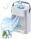 VEVOR Portable Air Conditioner, 4-in-1 Evaporative Air Cooler, 3-Speed Mini Air Conditioner with 0-7H Smart Timer, 700ml Water Tank, 7-Color Light, Personal Mini Desk AC Fan for Bedroom Office Room