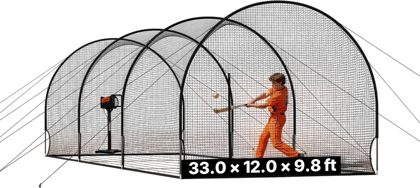 Vevor Baseball Batting Cage 33 x 12 x 9.8 ft. with 4-Ply Knotless Netting New