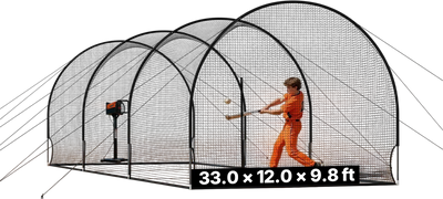 Vevor Baseball Batting Cage 33 x 12 x 9.8 ft. with 4-Ply Knotless Netting New