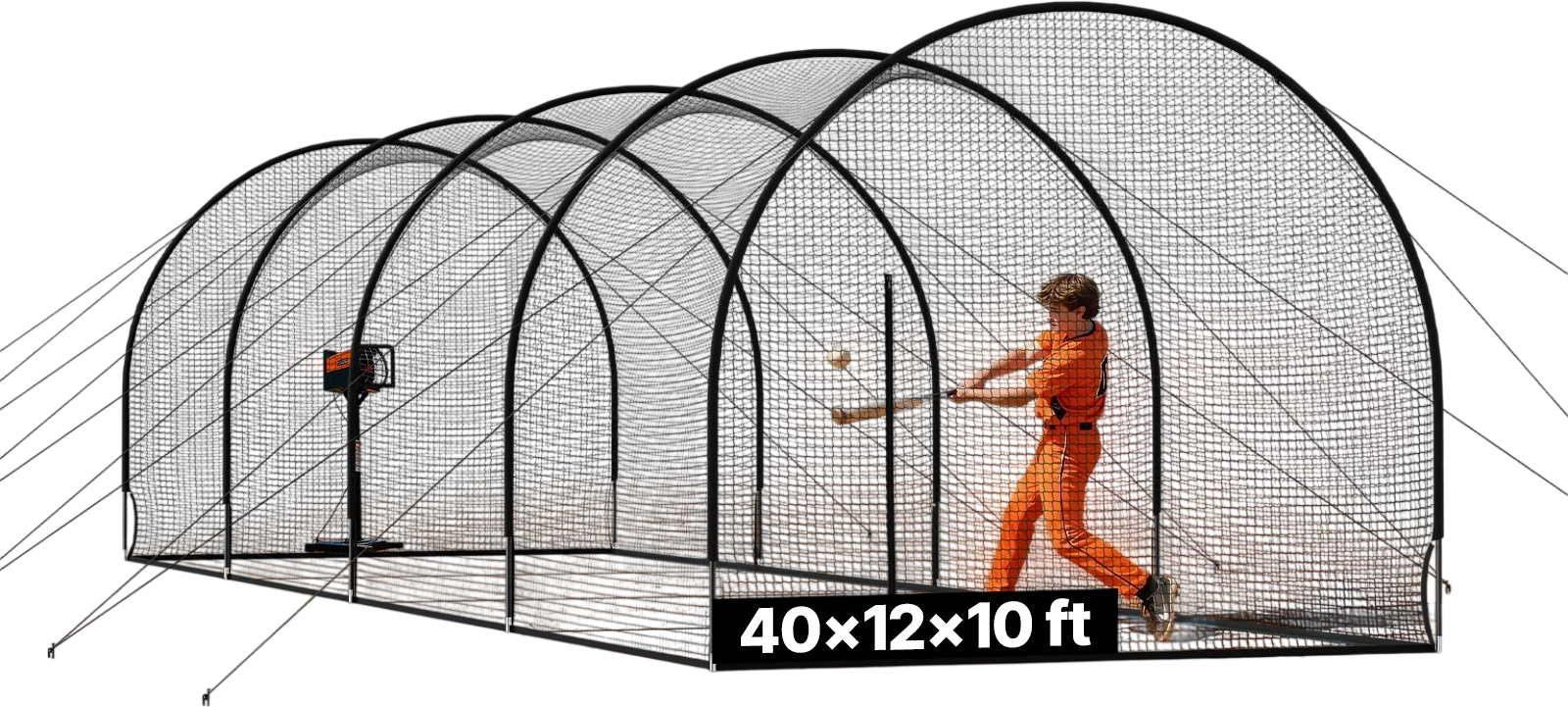Vevor Baseball Batting Cage 40 x 12.1 x 10 ft. with 4-Ply Knotless Mesh New