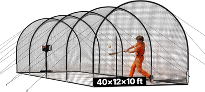 Vevor Baseball Batting Cage 40 x 12.1 x 10 ft. with 4-Ply Knotless Mesh New