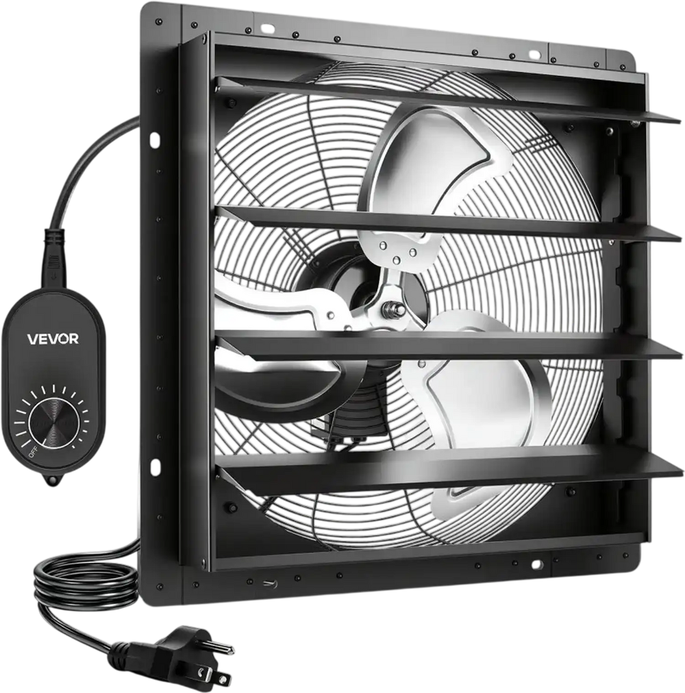 VEVOR 20 in Shutter Exhaust Fan Wall-Mount Automatic Louvers Variable Speed, Sturdy Steel Housing, Low Noise, AC Motor, 4499 CFM Ventilation and Cooling for Attic, Garage, Barn, Greenhouse, Workshop