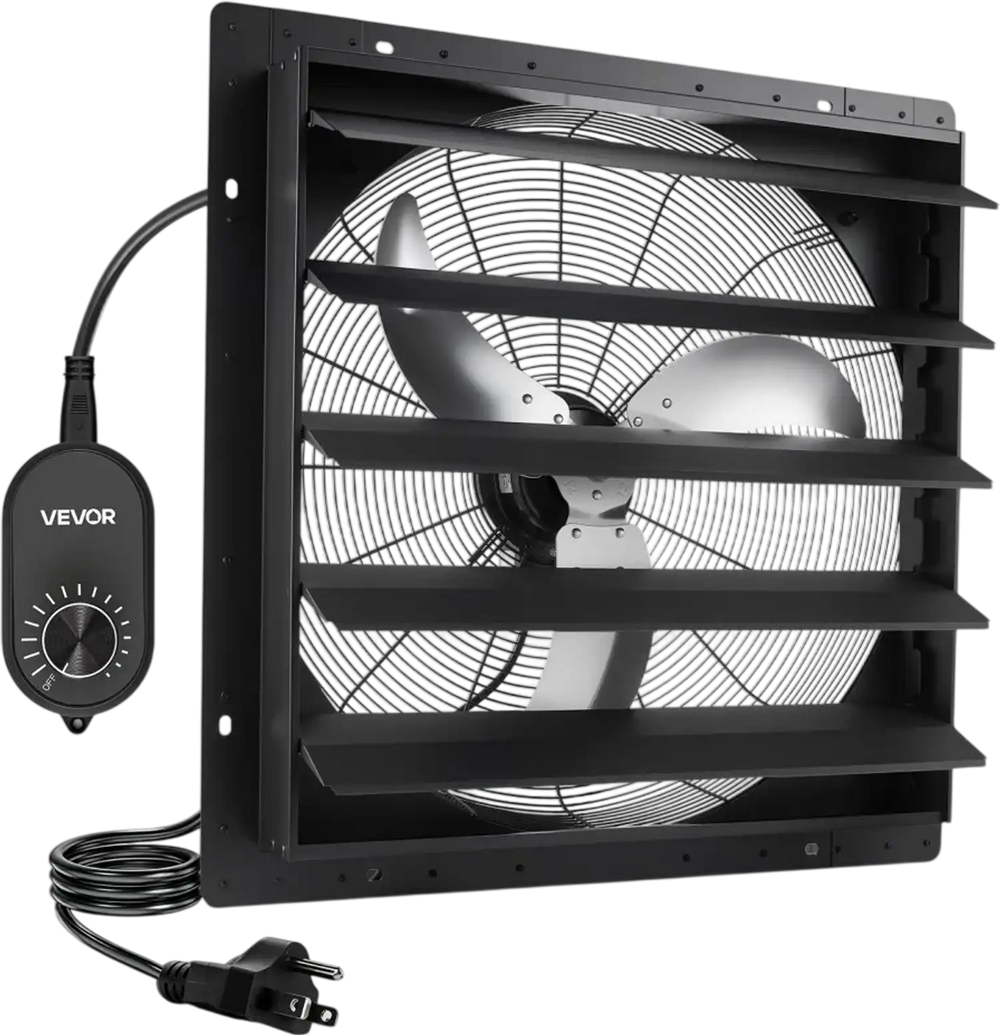 VEVOR 24 in Shutter Exhaust Fan Wall-Mount Automatic Louvers Variable Speed, Sturdy Steel Housing, Low Noise, AC Motor, 7030 CFM Ventilation and Cooling for Attic, Garage, Barn, Greenhouse, Workshop