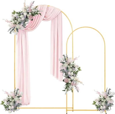 Vevor Arch Backdrop Stand Gold Metal Set of 2 7.2' and 6' New
