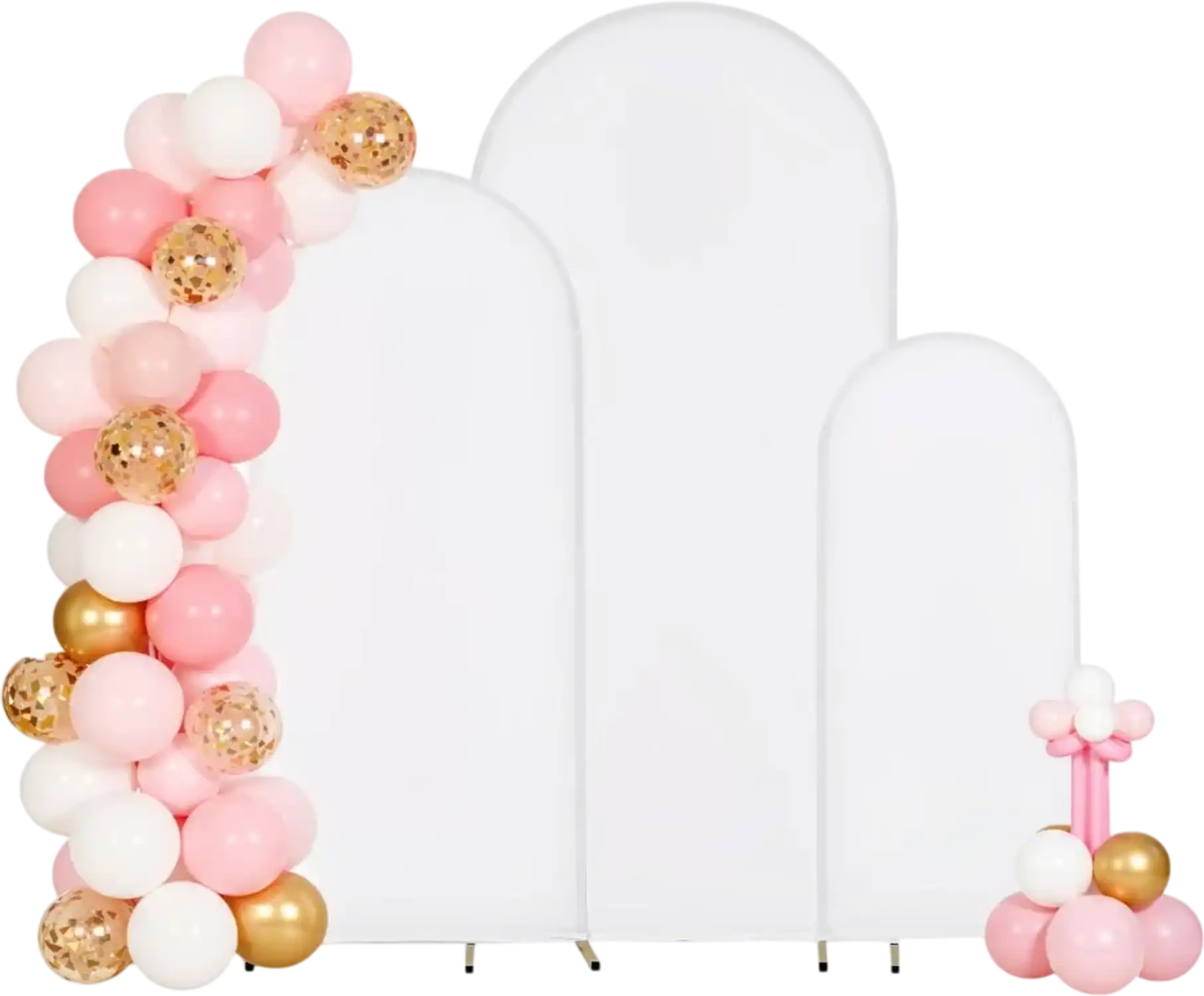 Vevor Arch Backdrop Stand Set of 3 Gold Metal with Cover 6'/5'/4' New