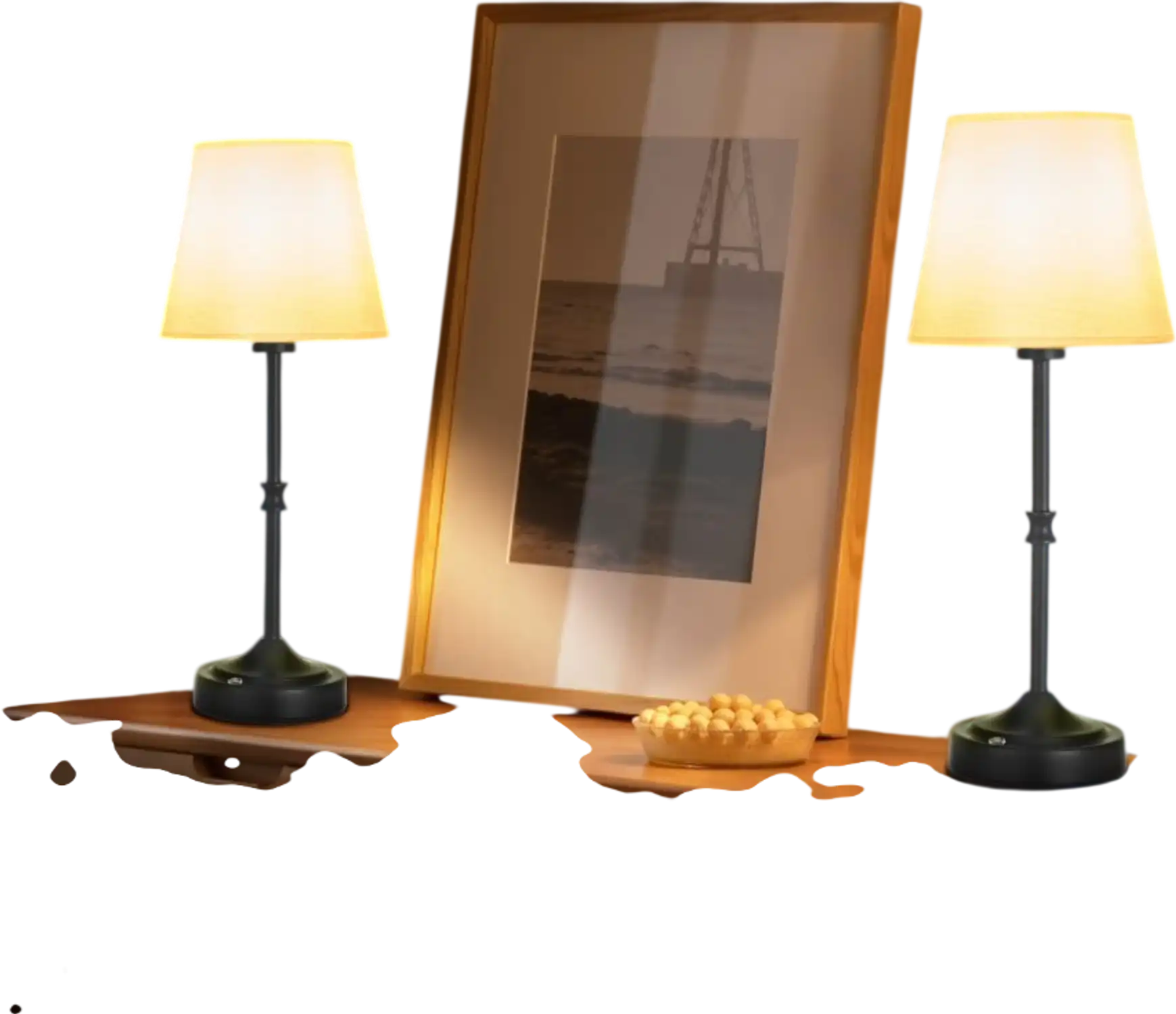 Vevor Table Lamp Cordless Rechargeable 2-Pack with Fabric Shade Black New