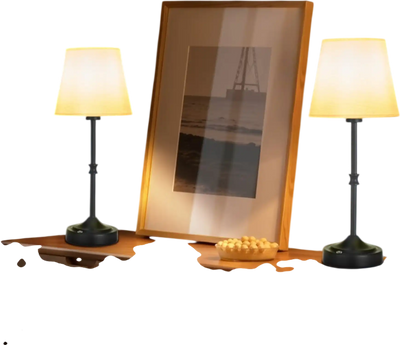 Vevor Table Lamp Cordless Rechargeable 2-Pack with Fabric Shade Black New