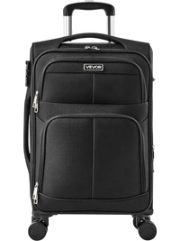 VEVOR Softside Expandable Luggage with Spinner Wheels, 20-Inch Softside Carry on Luggage, Lightweight Checked Suitcase with Expandable Zippered Pocket and TSA Lock, Black