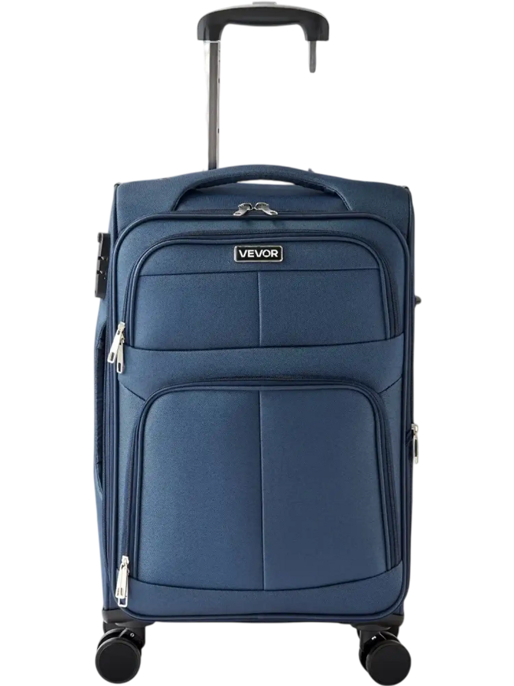 VEVOR Softside Expandable Luggage with Spinner Wheels, 20-Inch Softside Carry on Luggage, Lightweight Checked Suitcase with Expandable Zippered Pocket and TSA Lock, Blue