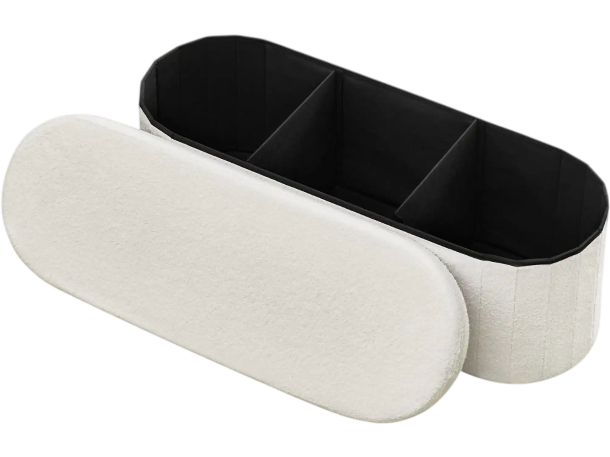 Vevor Storage Ottoman Bench Foldable Teddy Fleece Beige New