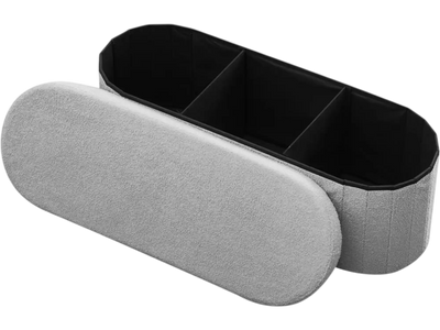 Vevor Ottoman Bench Foldable Teddy Fleece Storage Bench Grey New