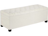 VEVOR Storage Ottoman Bench, Button-Tufted End of Bed Bench with Side Bags, Flip-up Upholstered Storage Chest with Metal Frame, Linen Bed Ottoman for Living Room, Bedroom, Entryway, Office, Beige